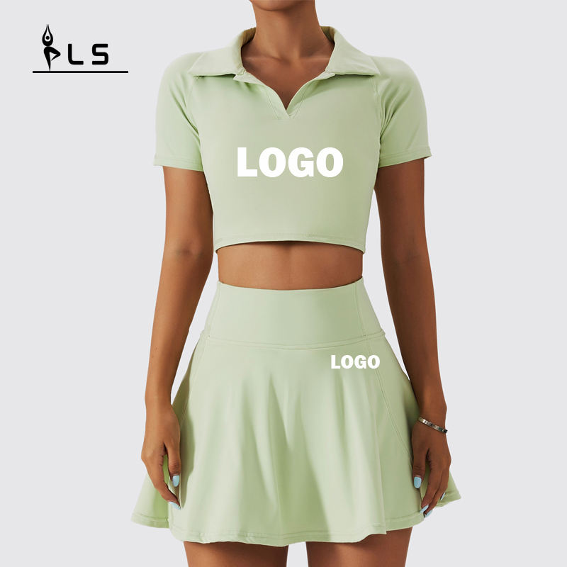 SC1055 Top Top Polo Рубашки и теннисные юбки набор йога Concunto йога Set Fitness Женщина 2024