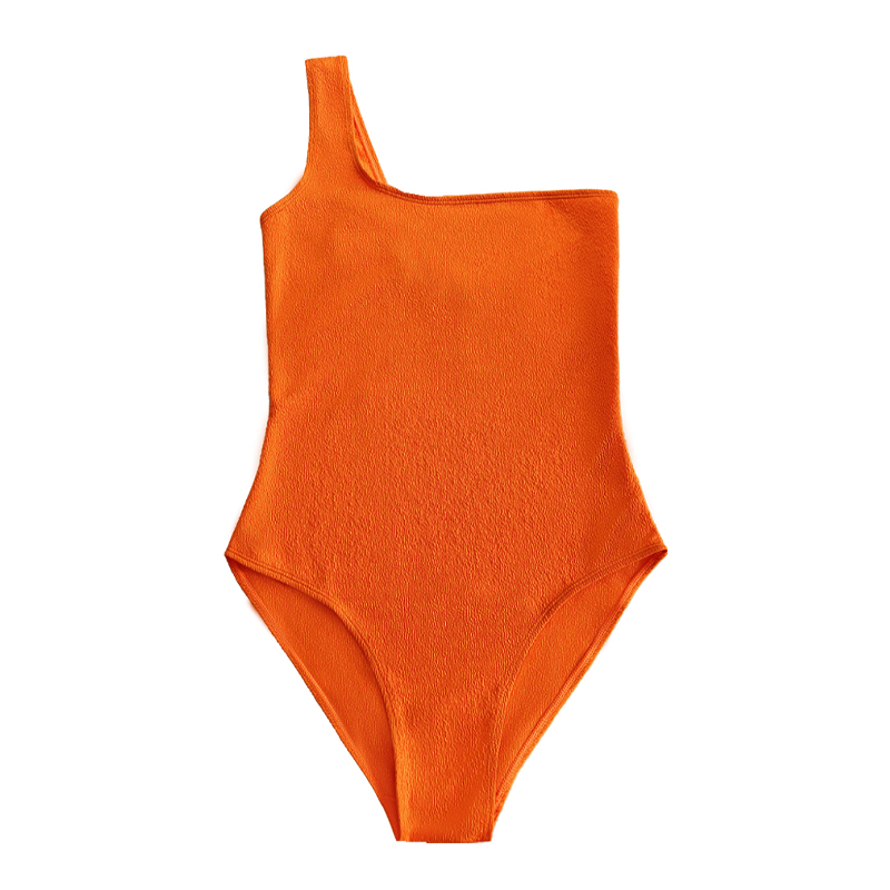 Оранжевая ткань с одной плечой сексуальной цельный купальник